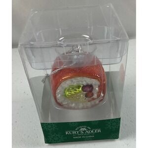 Kurt Adler Salmon Roll Sushi Glass Food Ornament